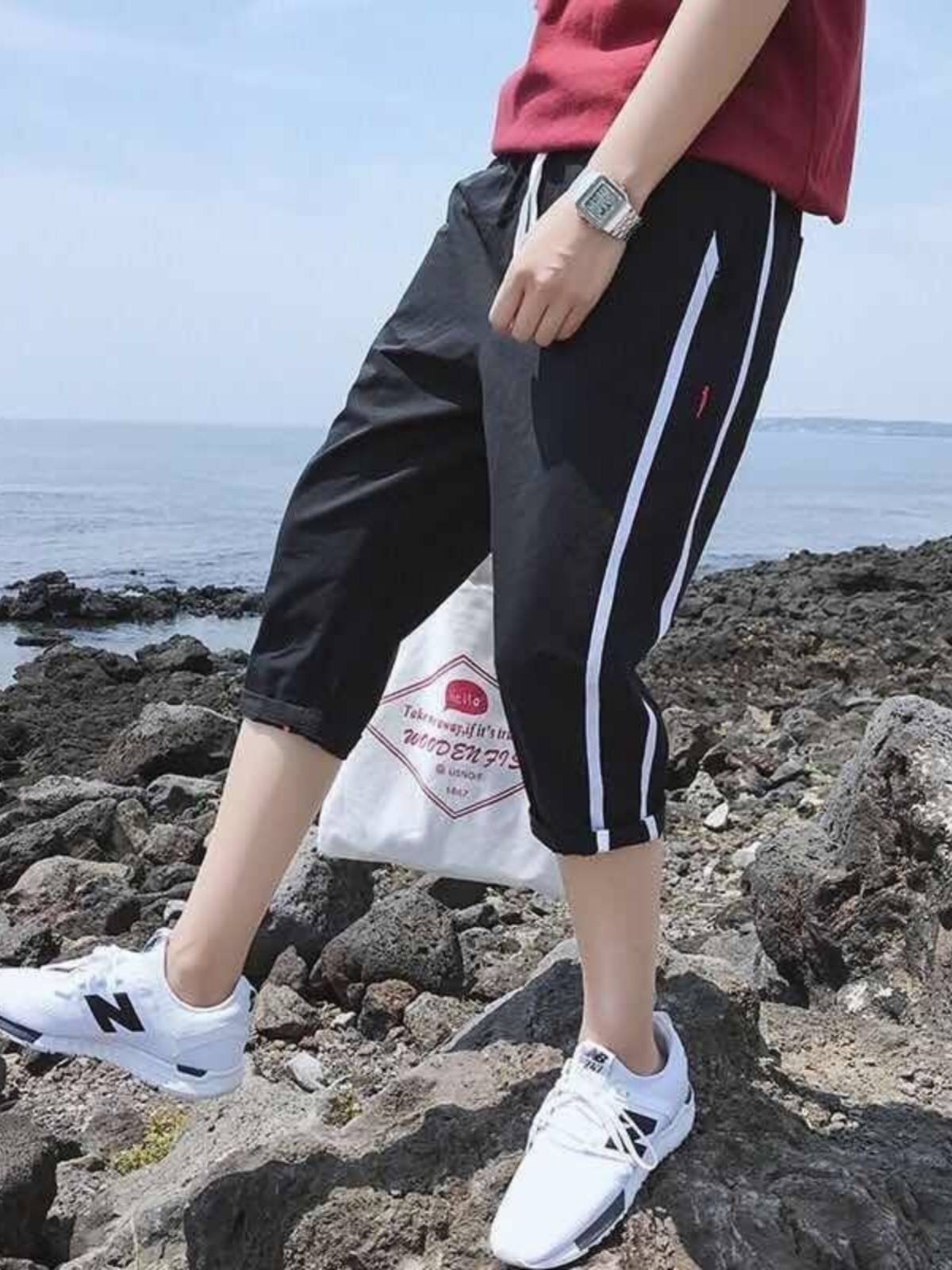 2024 Summer new shorts, men's cropped pants Korean version loose, thin casual horse pants Haron pants tide