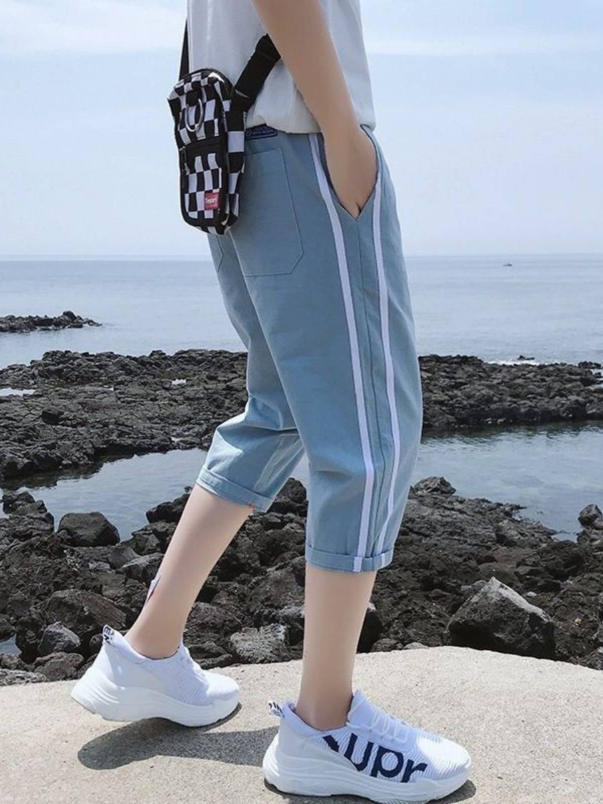 2024 Summer new shorts, men's cropped pants Korean version loose, thin casual horse pants Haron pants tide