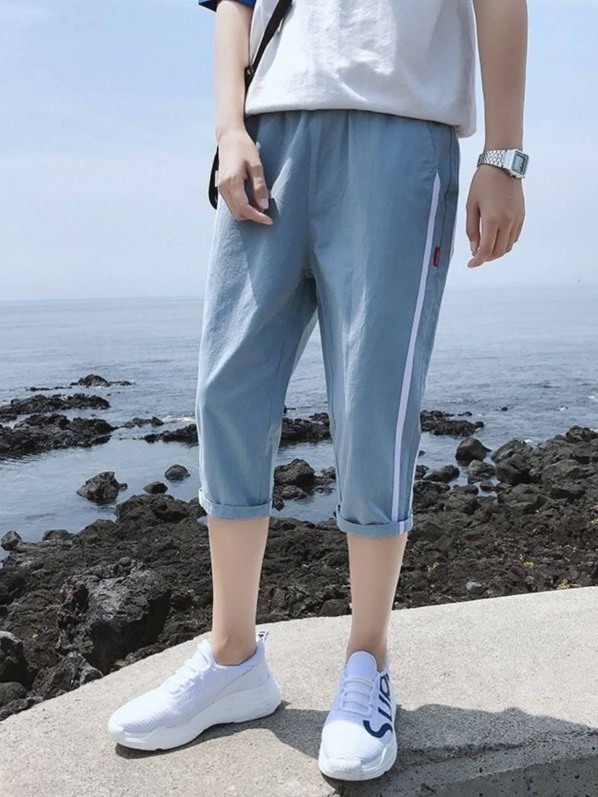 2024 Summer new shorts, men's cropped pants Korean version loose, thin casual horse pants Haron pants tide