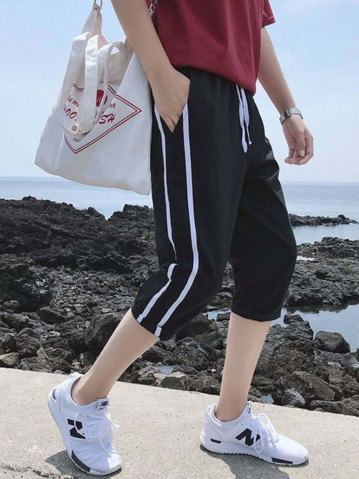 2024 Summer new shorts, men's cropped pants Korean version loose, thin casual horse pants Haron pants tide