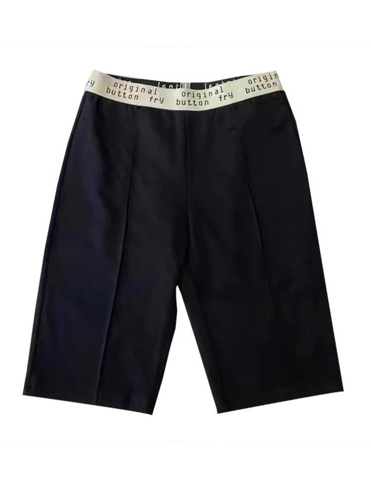 Black five-minute troupe girl with a 2024 new summer crotch letter