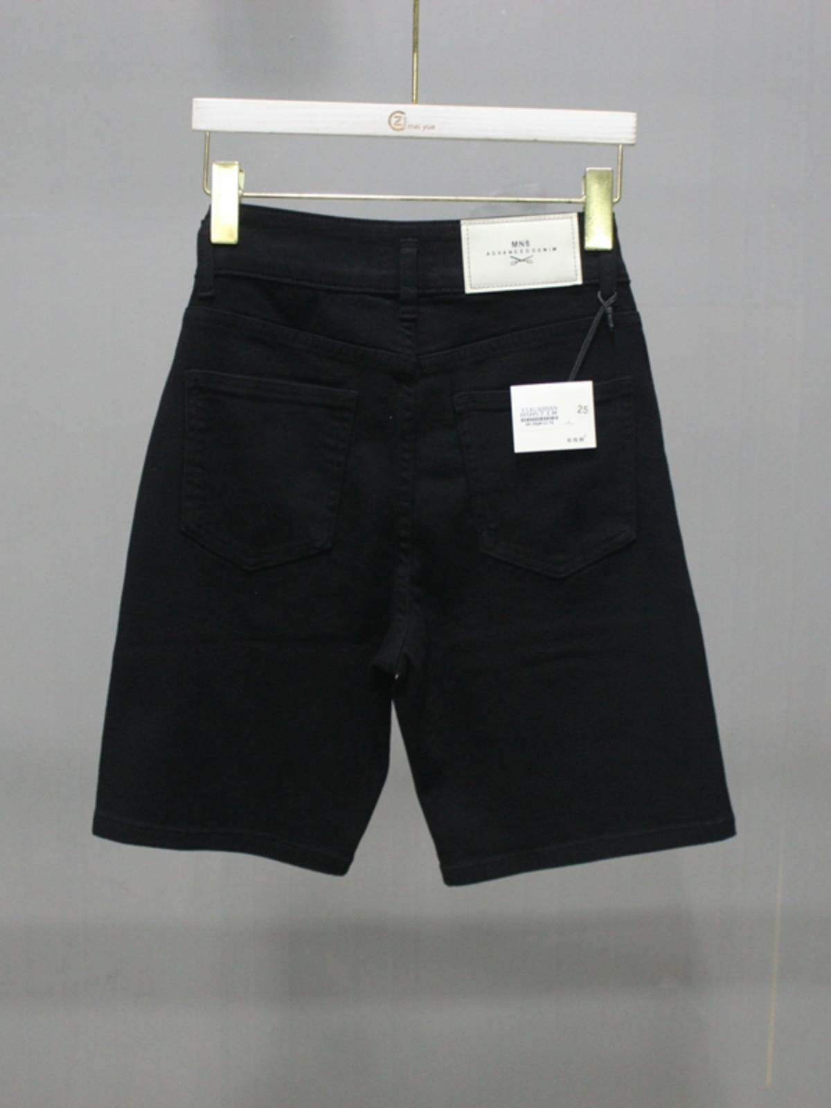 Yixuan Korean 2024 summer new 89671 black high -waisted five -point denim pants shorts and short pants