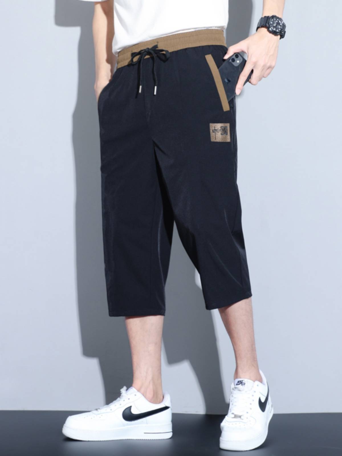 Summer thin casual shorts men's tide brand loose sports sediment pants new ice silk dry horse pants men