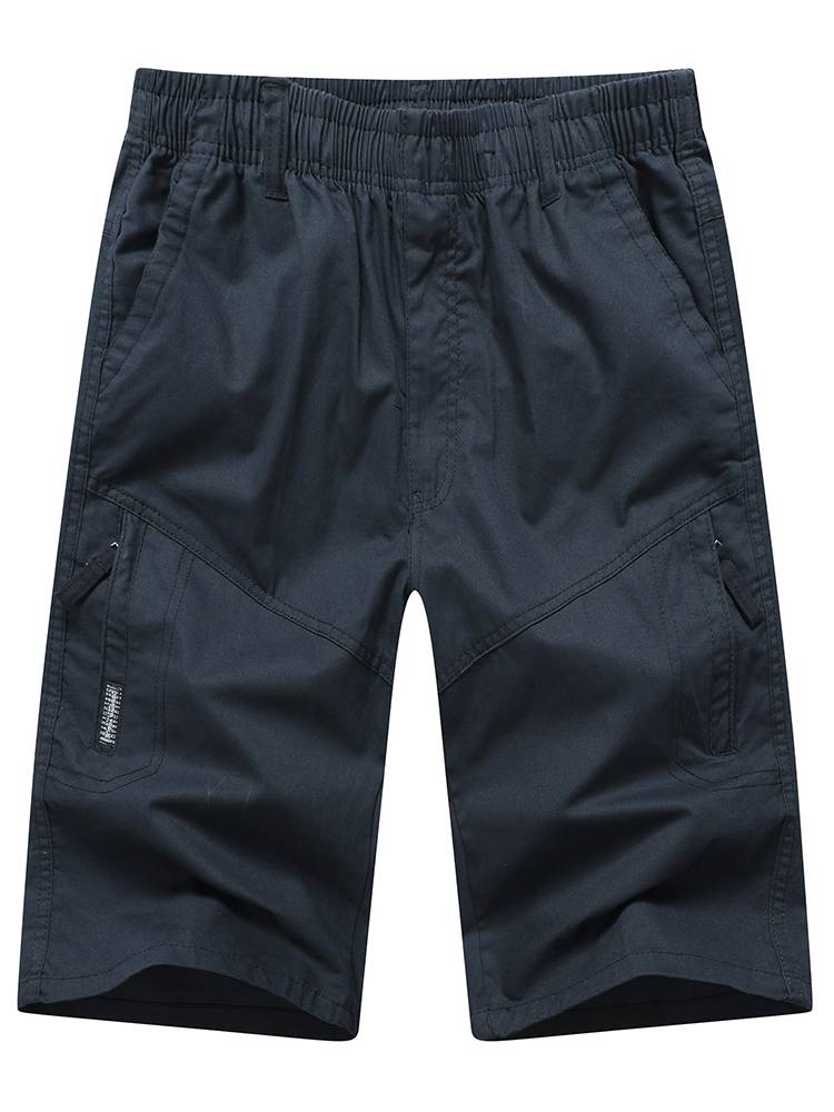 Summer new loose men's cotton cotton cropped pants Middle -aged dad worker pants middle -aged elderly horse pants thin shorts