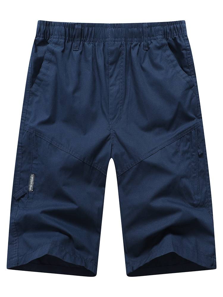 Summer new loose men's cotton cotton cropped pants Middle -aged dad worker pants middle -aged elderly horse pants thin shorts