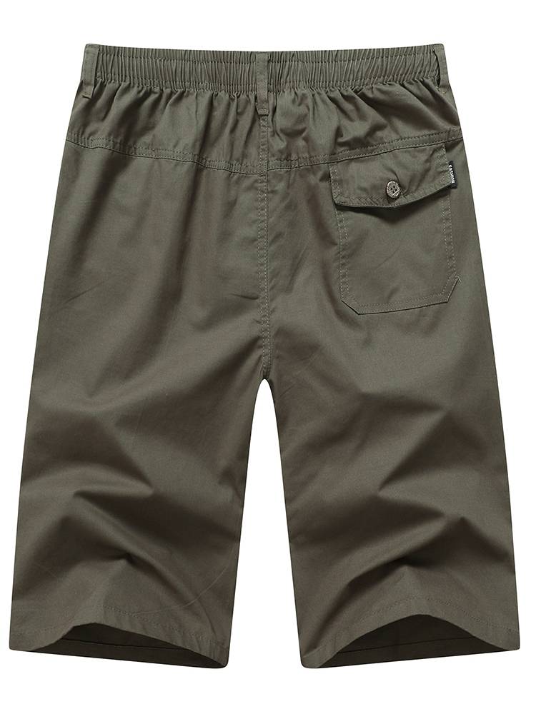 Summer new loose men's cotton cotton cropped pants Middle -aged dad worker pants middle -aged elderly horse pants thin shorts