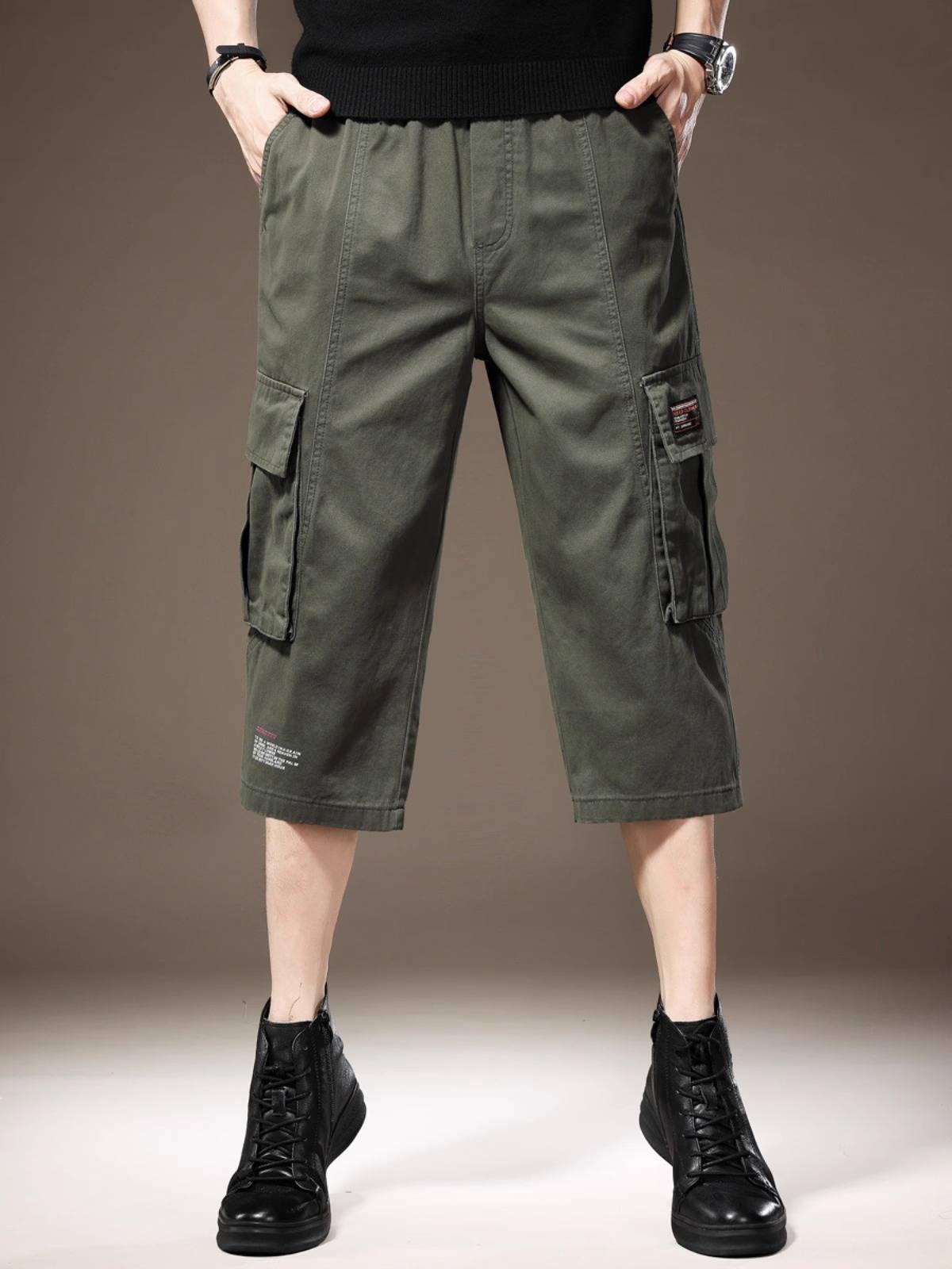 Italian high -end multi -pocket seven -time work shorts, men's loose straight tube summer horse pants all cotton casual pants