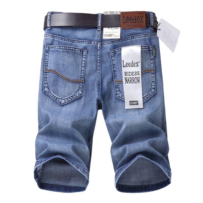 Summer elastic jeans shorts, men's straight cropped pants pure cotton breathable summer Korean version 6 hexal pants horse pants
