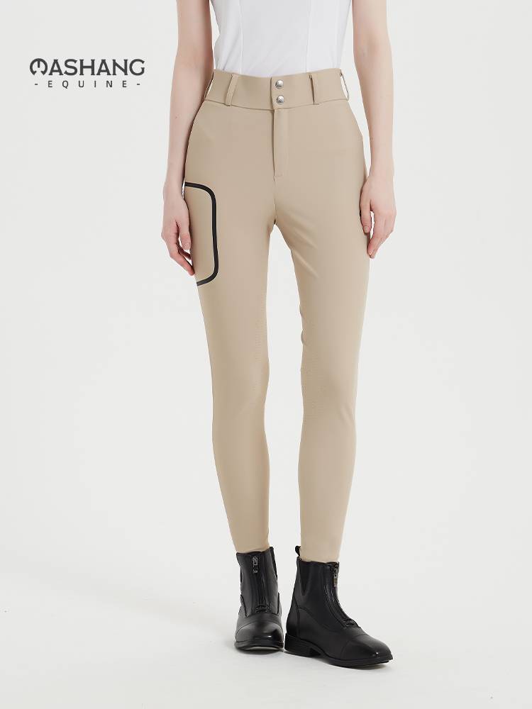 Mashang Equine Women's ultra -thin vertical zipper horsema pants professional semi -rubber ride pants KGW101N