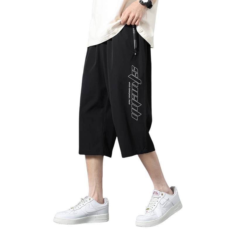 Mall counter withdrawal of leisure seven -point shorts, men's summer loose large size, sports sports fast dry ice silk pants