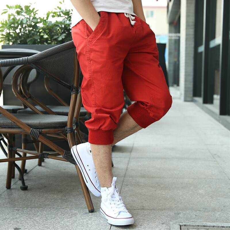 Li Ning's name in summer men's casual pants 7 points sports shorts loose small feet horse pants seven -point cotton