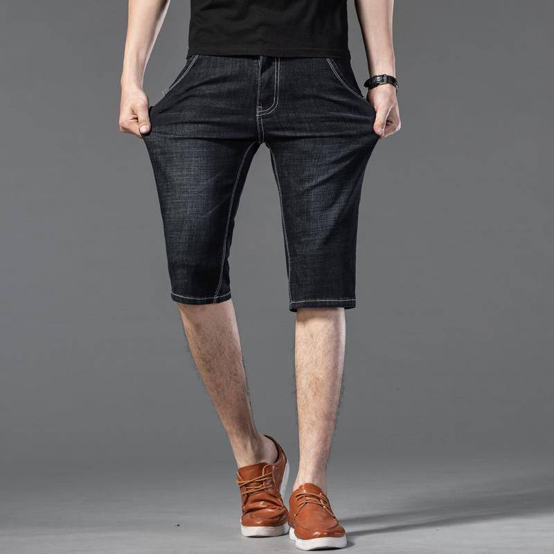 Summer thin men's denim shorts, men's five -point casual denim pants, male loose straight pants pants pants