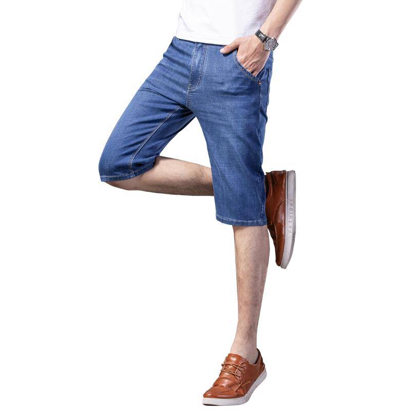 Summer thin men's denim shorts, men's five -point casual denim pants, male loose straight pants pants pants