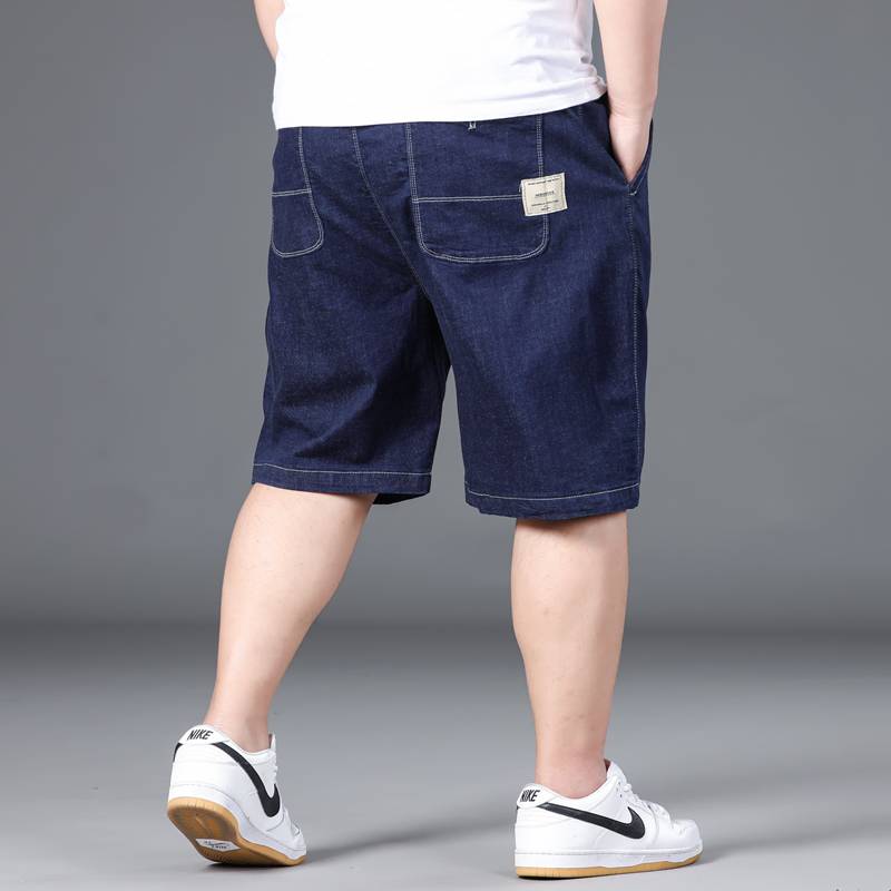 Summer thin denim shorts, men's pants pants plus fat, fat, fat man fat guy Middle -aged pants middle -aged pants tide