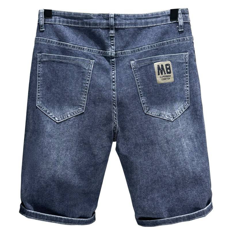 Summer thin men's pentacar pants denim shorts 2024 Men's new outer wearing casual elastic pants men's models