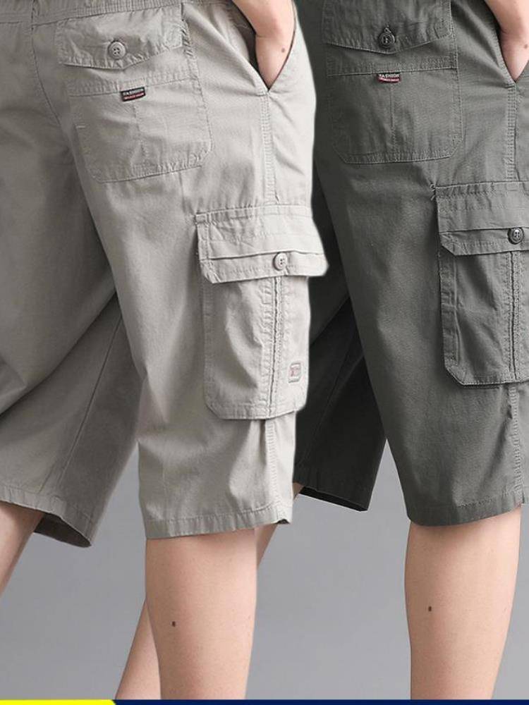 Genuine Jordan cropped pants leisure thin loose pure cotton pants dad workers work shorts summer middle -aged middle pants men