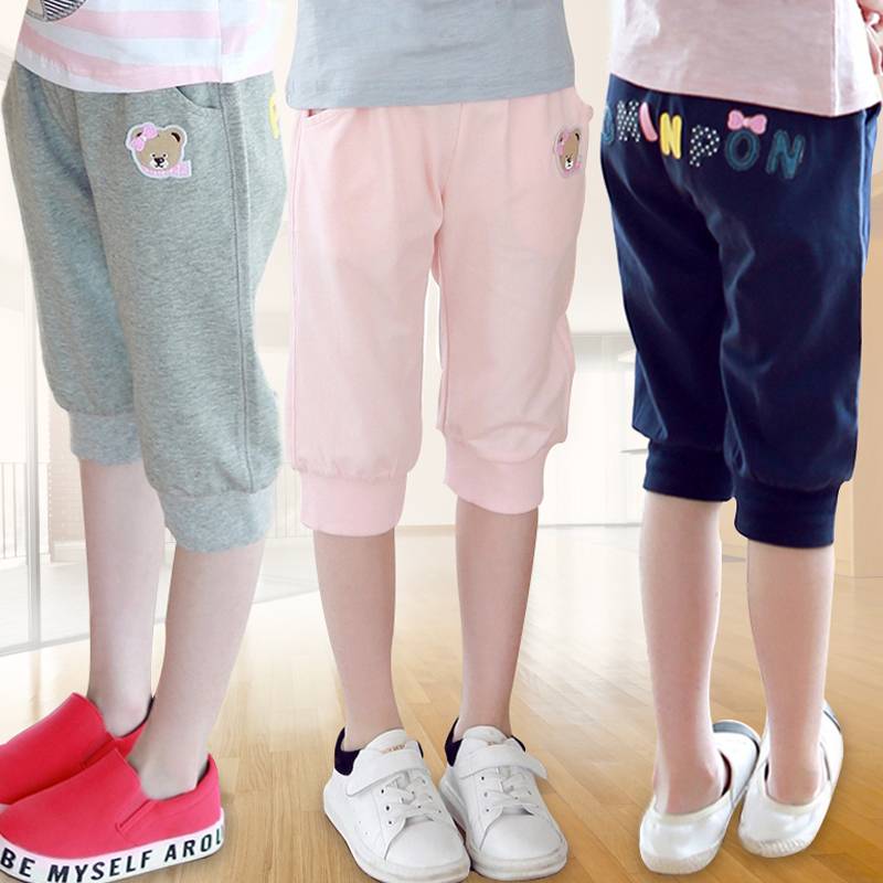 Girls' pants 2021 Summer dress in the summer children's children's pants in summer thin pants pants loose sports casual cropped pants