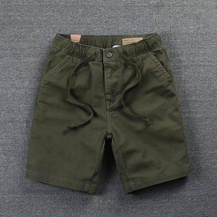 Summer casual shorts elastic pants tide pants mid -pants big pants big pants big exposed knee and half -jeans