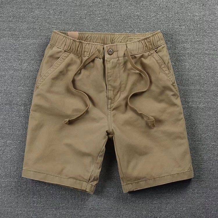 Summer casual shorts elastic pants tide pants mid -pants big pants big pants big exposed knee and half -jeans