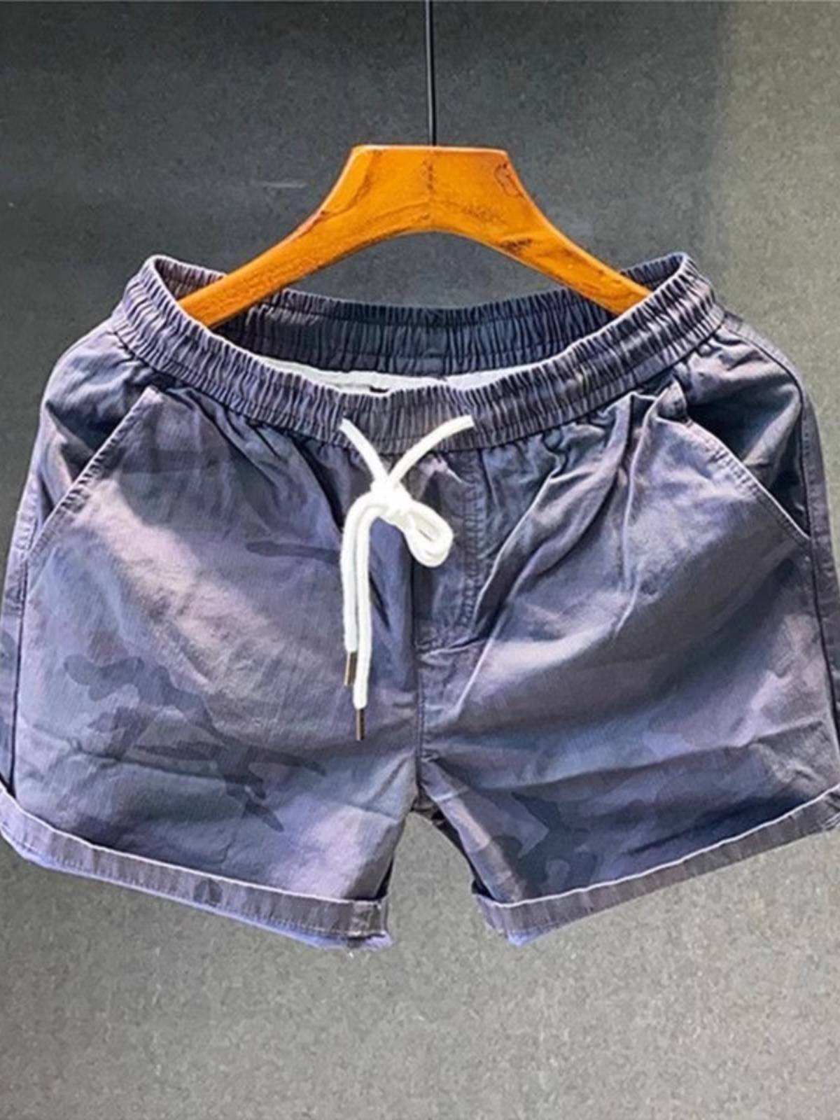 Cut the standard pure cotton cotton camouflage shorts, men's three -point leisure mid -pants, men's summer tide brand beach horse pants