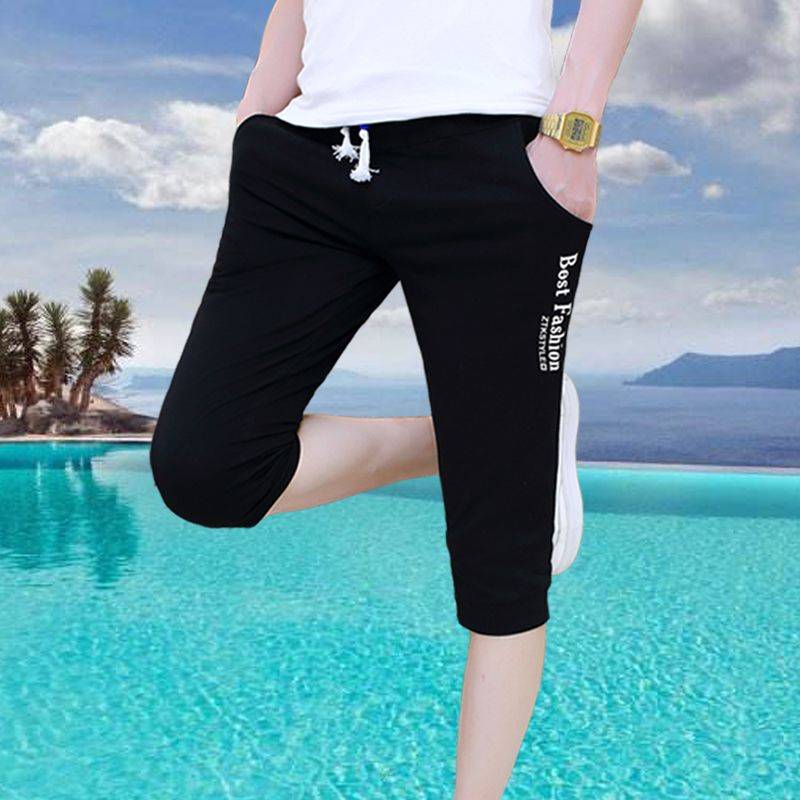 Short pants men's summer casual slim 7 -point pants Student Korean version of white sports horse pants summer new cropped pants