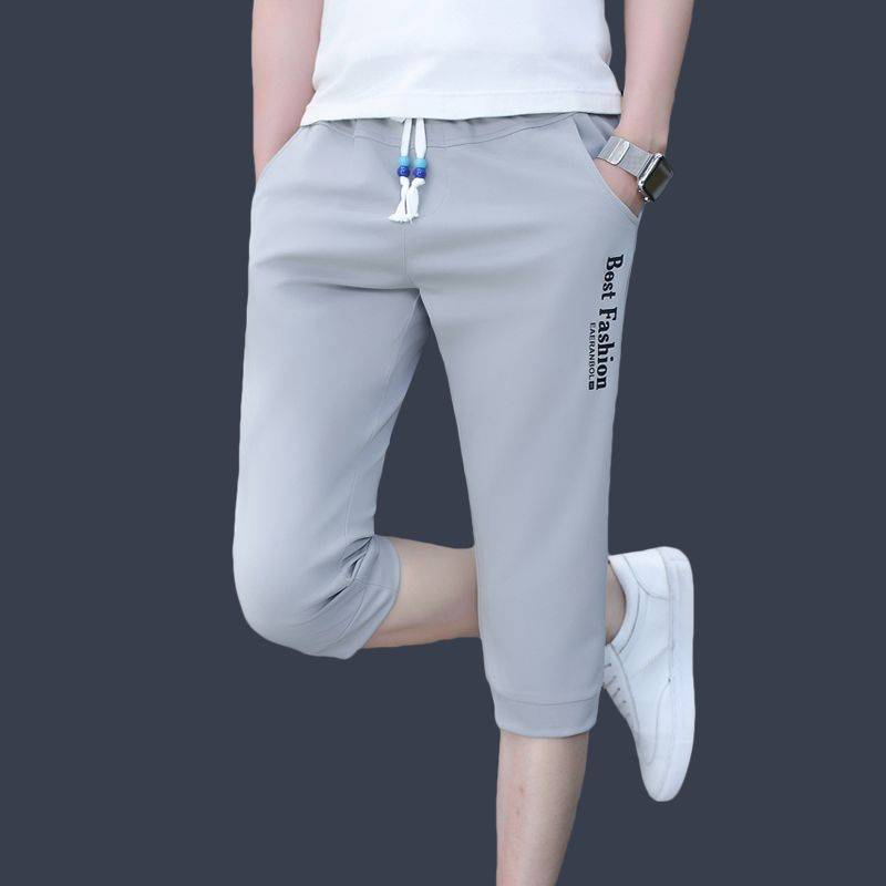 Short pants men's summer casual slim 7 -point pants Student Korean version of white sports horse pants summer new cropped pants