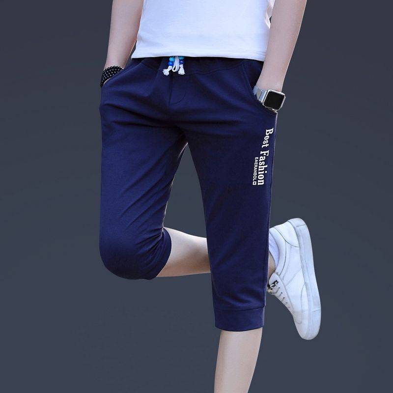 Short pants men's summer casual slim 7 -point pants Student Korean version of white sports horse pants summer new cropped pants