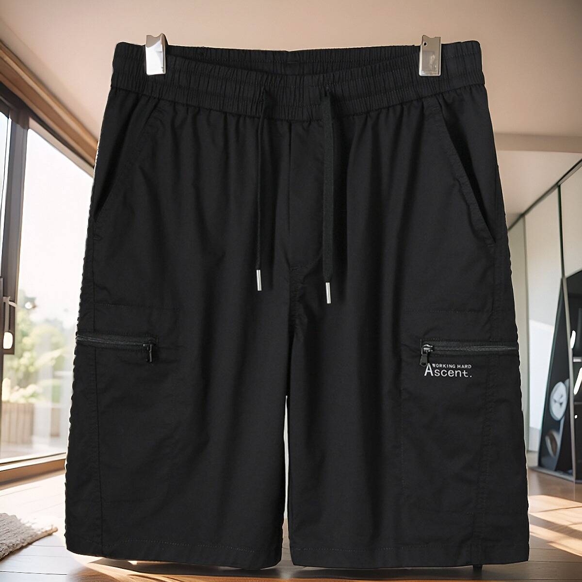 Old place high elastic ice silk cotton workers shorts men's summer leisure trend penta pants men's horse pants