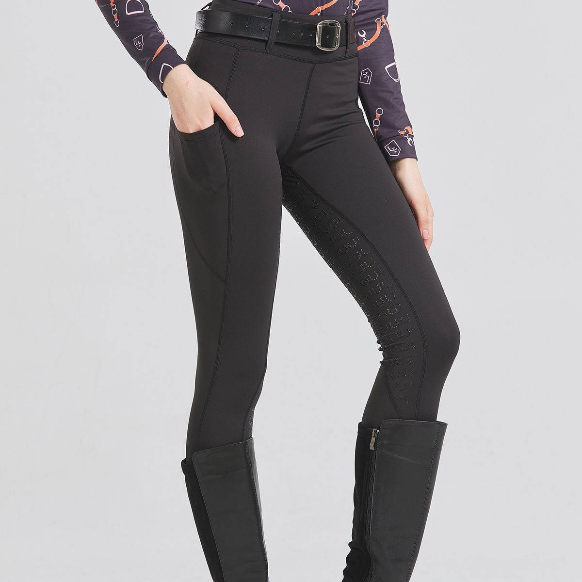 Wear -resistant summer thin slim -fitting children's horse riding pants high bomb -breathable adult equestrian pants female elastic non -slip silicone pants