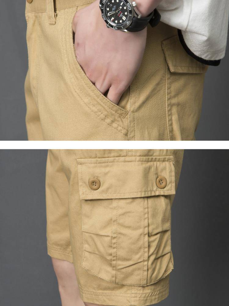 Genuine Tip Dad's Daddy Daddy Daddy Tibetan Working Shorts Gants 2024 New Multi -Pocket Pure Cotton Horse Pants Middle -aged Men's Men's Width