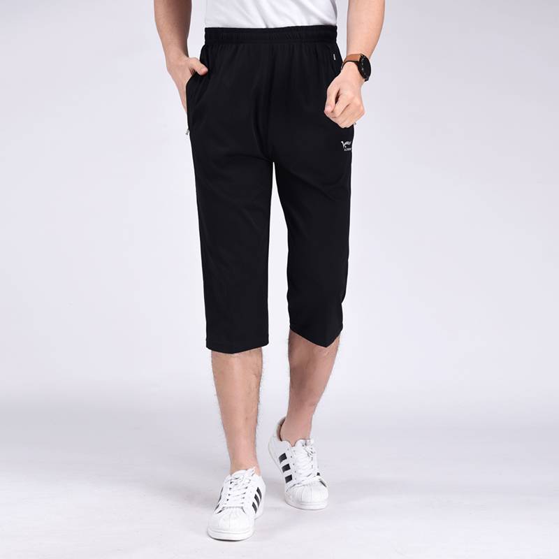 Li Ninglian's name in summer thin -point cropped pants men's pure cotton breathable sports shorts large size 7 -point pants pants pants youth middle age