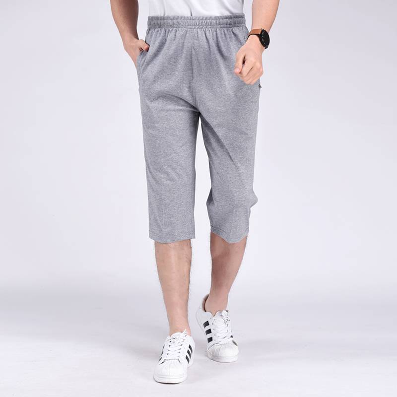 Li Ninglian's name in summer thin -point cropped pants men's pure cotton breathable sports shorts large size 7 -point pants pants pants youth middle age