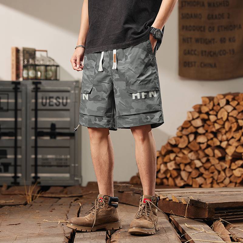 New big size casual shorts boys in summer thin five -point horse pants camouflage loose men's sports worker trousers