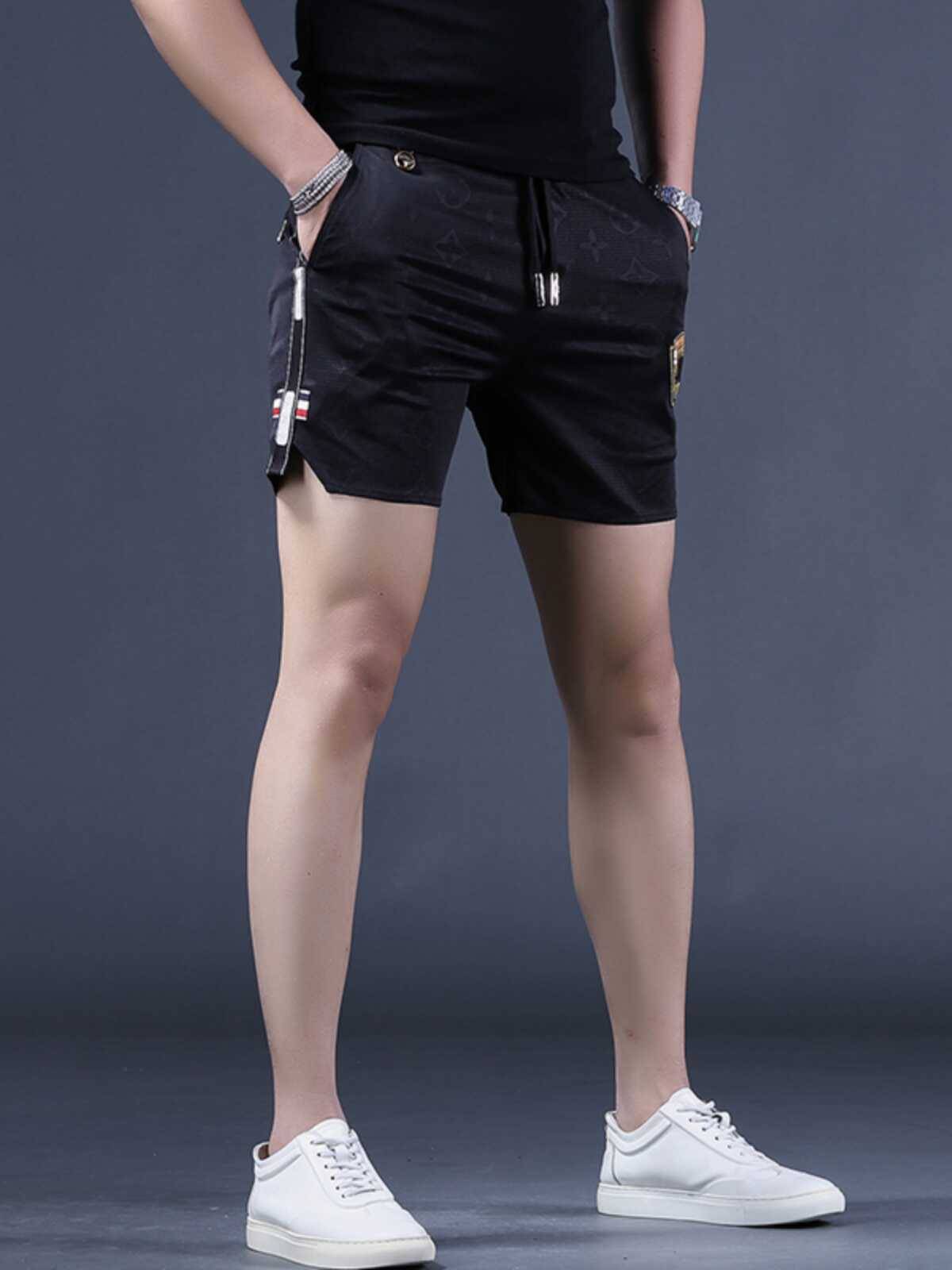 American -style men's short pants trend Ice silk beach pants thin -drying men's three -point pants slimming legs half pants pants