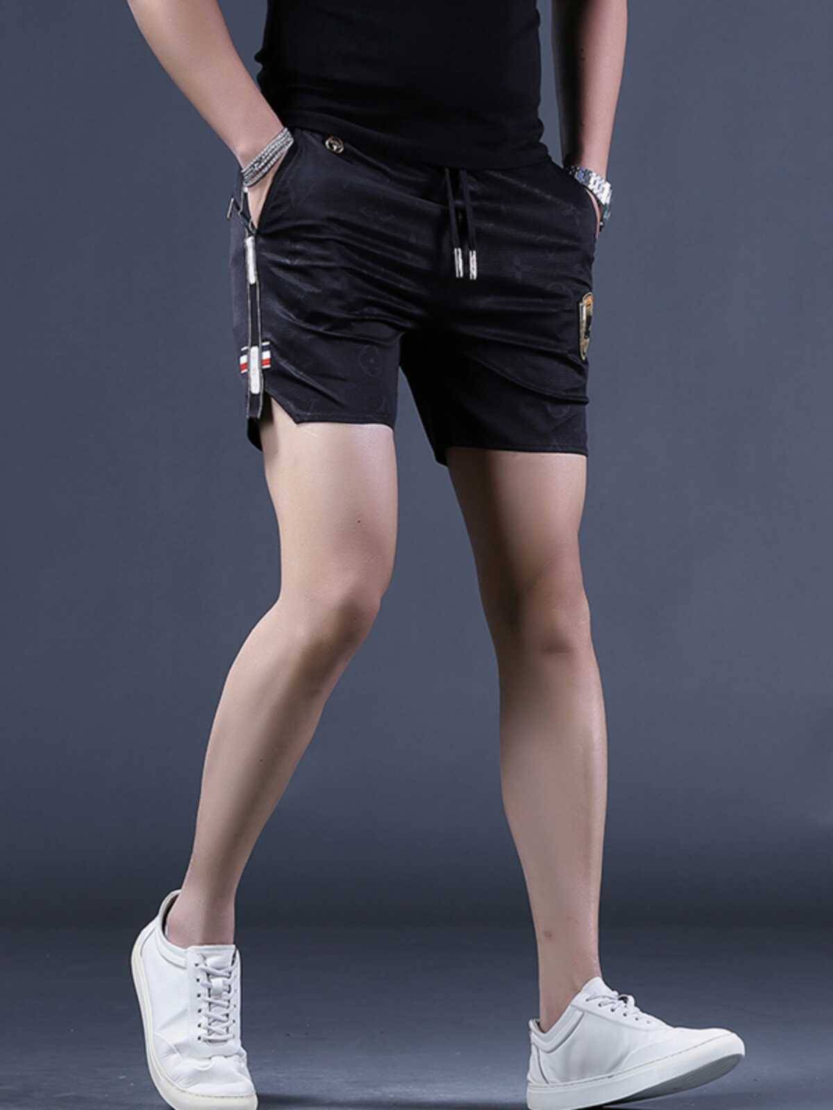 American -style men's short pants trend Ice silk beach pants thin -drying men's three -point pants slimming legs half pants pants