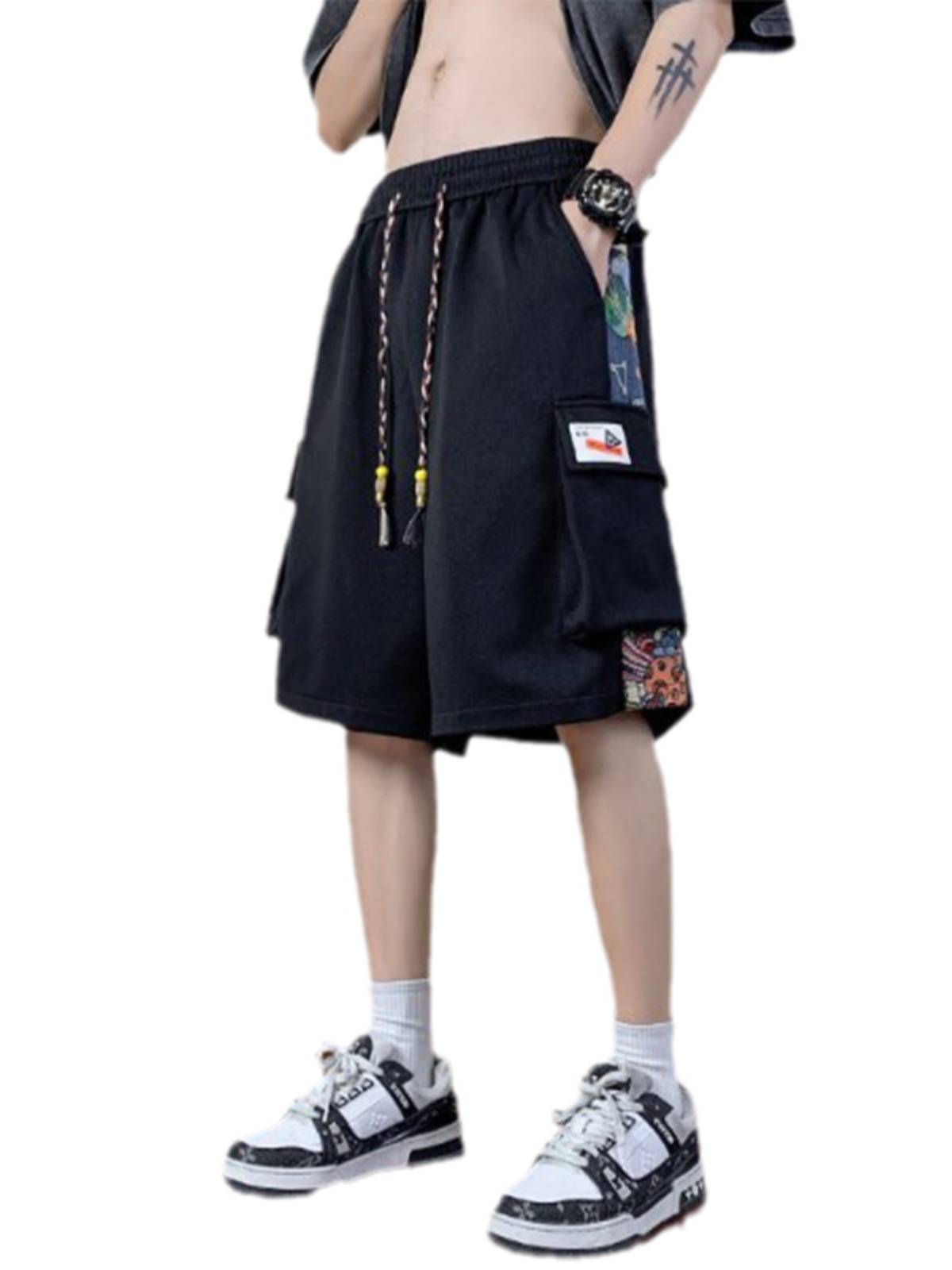 American national tide embroidery worker shorts in summer men's pants design sense niche casual loose penta pants large size
