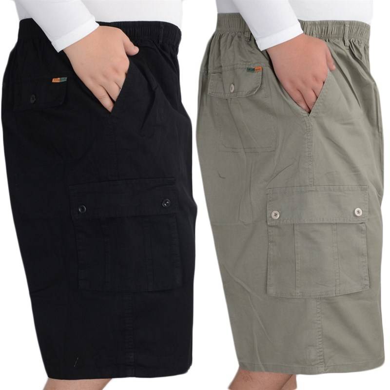 Summer casual cropped pants men middle -aged pure R cotton beach pants shorts, large size loose exercise, pants worker pants