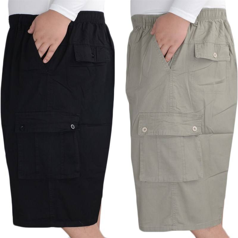 Summer casual cropped pants men middle -aged pure R cotton beach pants shorts, large size loose exercise, pants worker pants