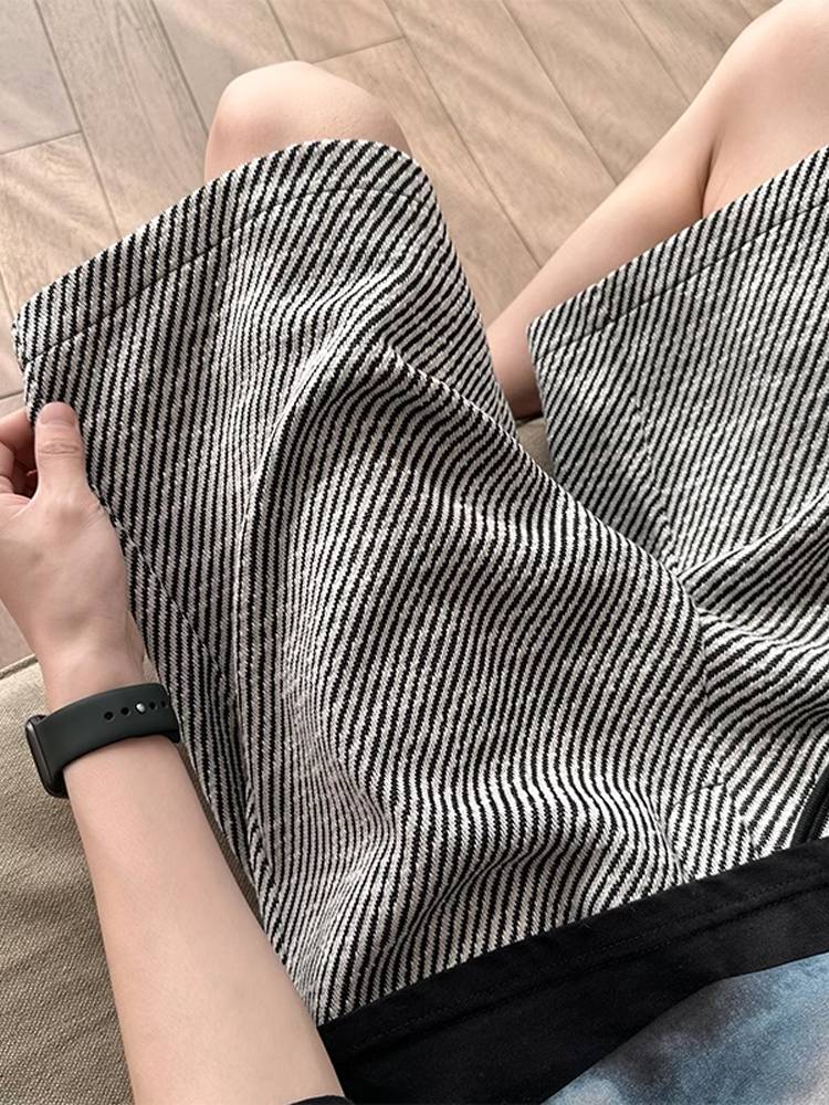 American -style striped shorts men's summer thin tide brand horse pants casual oversize pajamas home five 5 points pants