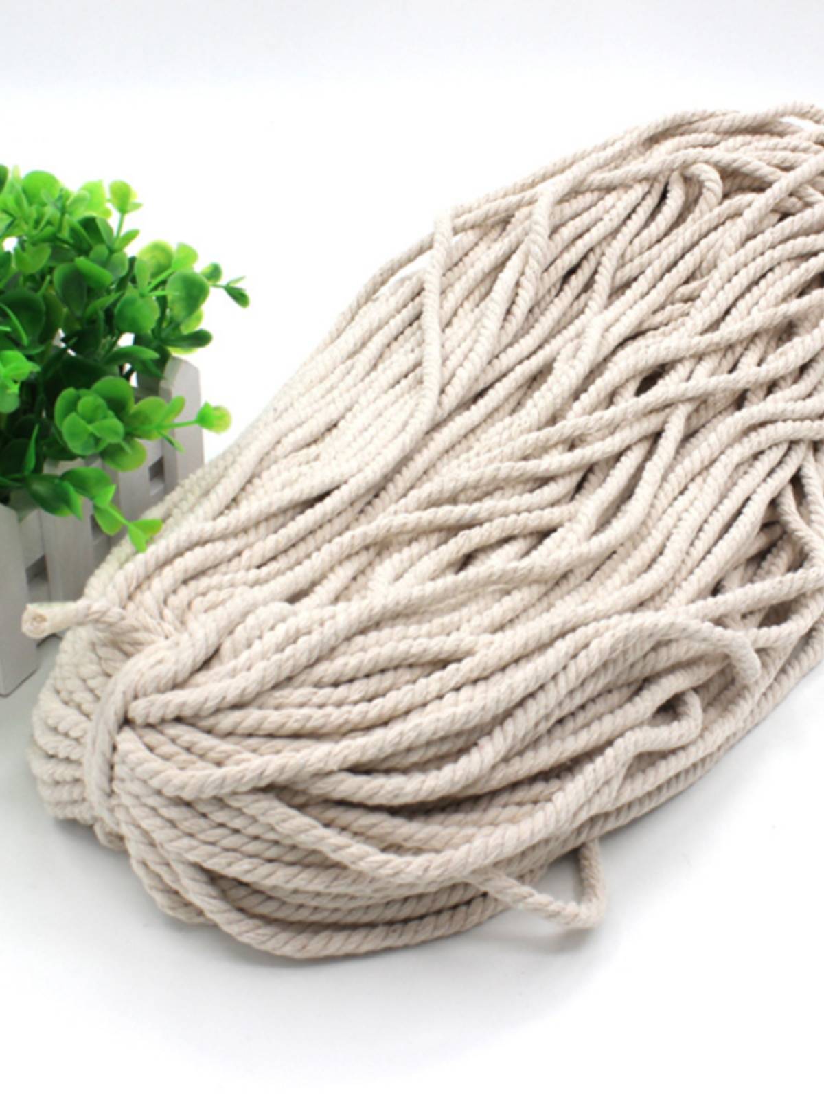 Three -stranded cotton rope DIY handmade cotton wire thick twist tingle band rice white cotton hemp rope bundle rope woven rope
