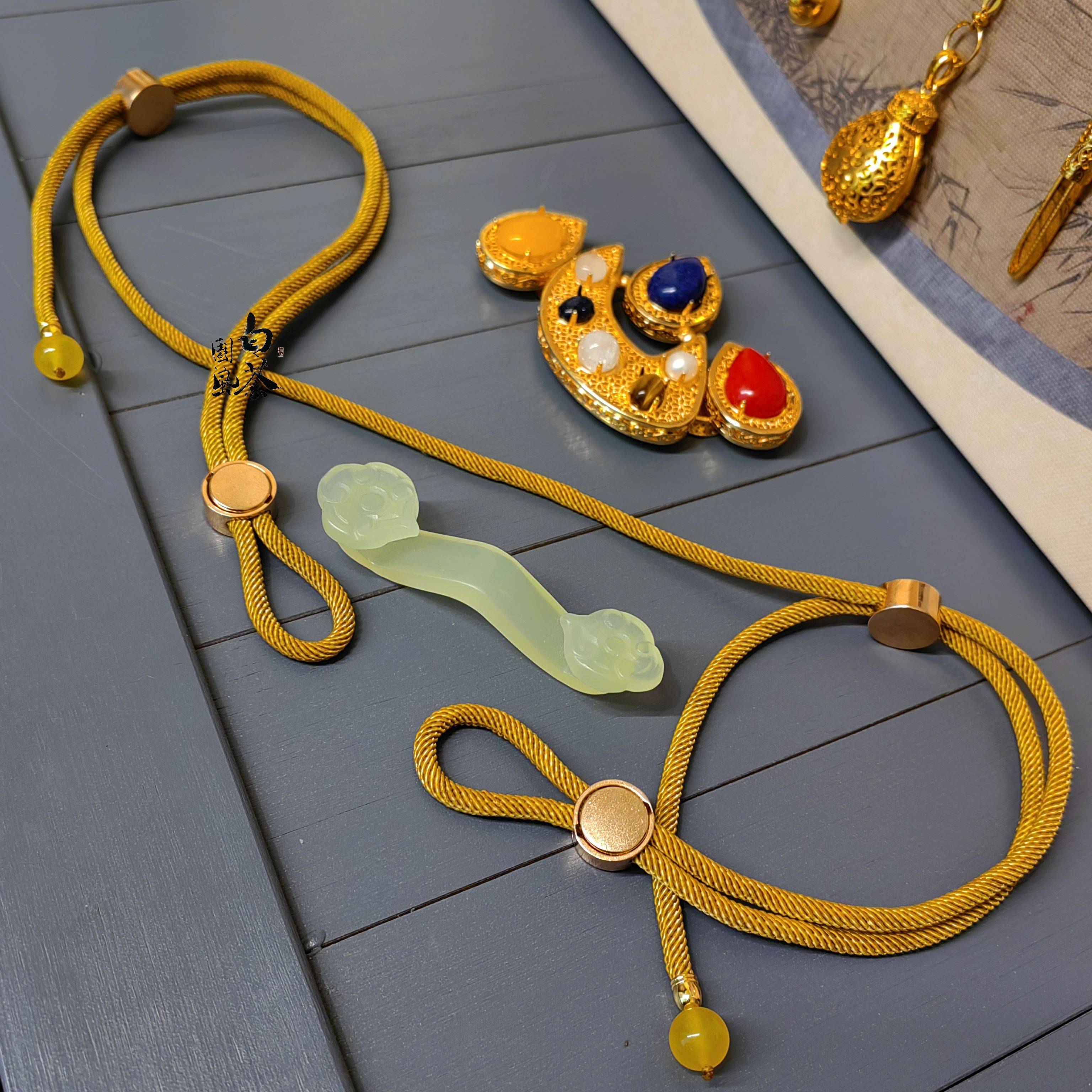 Ming Dynasty Hanfu accessories Ruyi's hook waist rope restoring the ring palace palace pouring waist chain jade leather tailor -made children