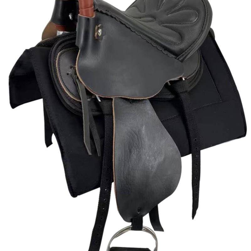 Pump-up little cow-skin saddle black + full-wire accessories