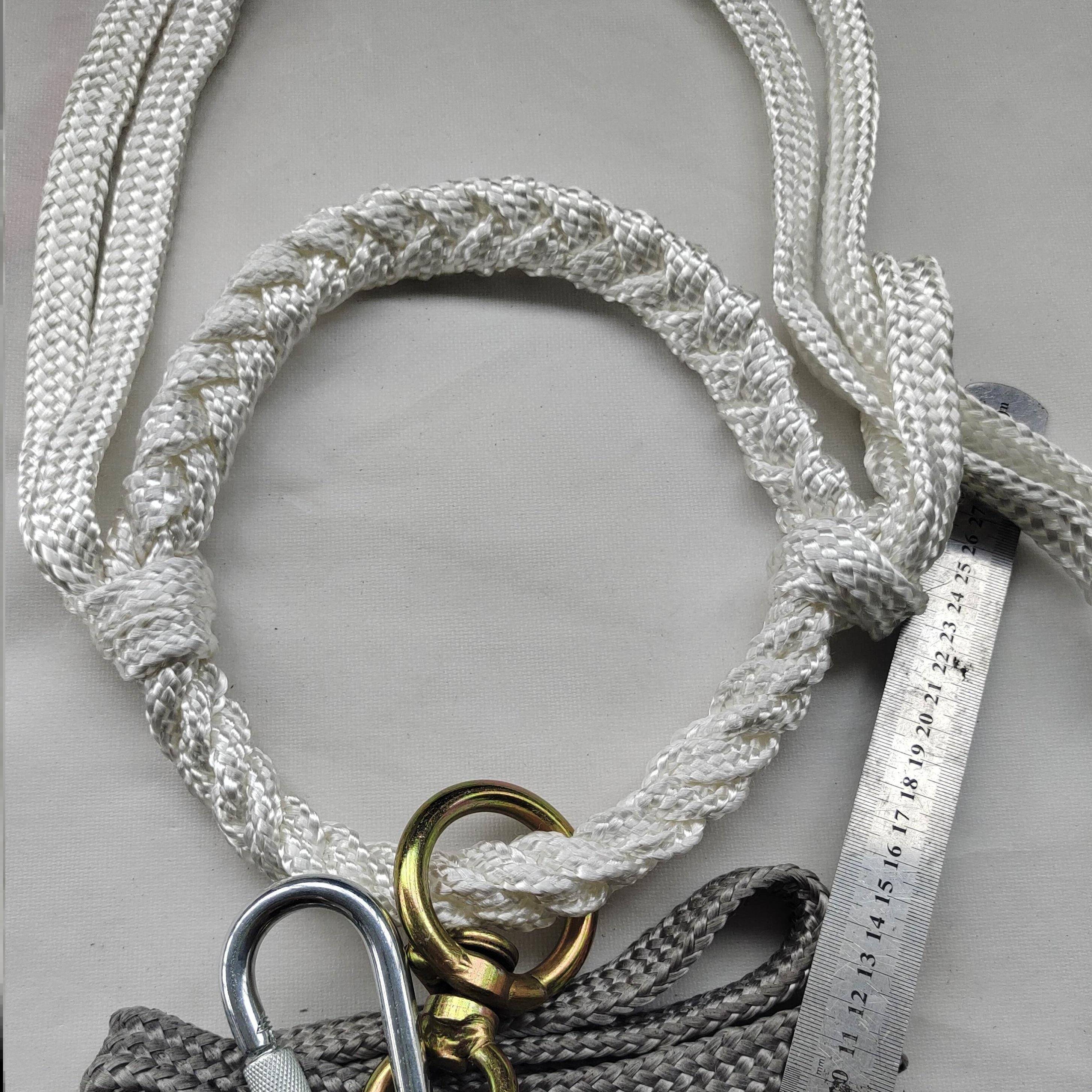 WHITE CAGE HEADBAND WITH 2 M OF OXEN ROPE - G18