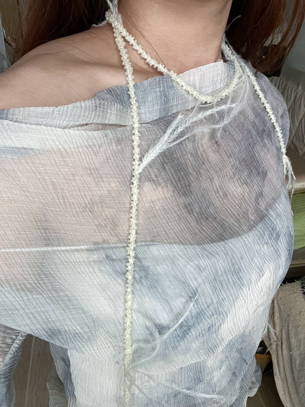 Plumy ｜ Handmade casual door SYM feather necklace belt design sense