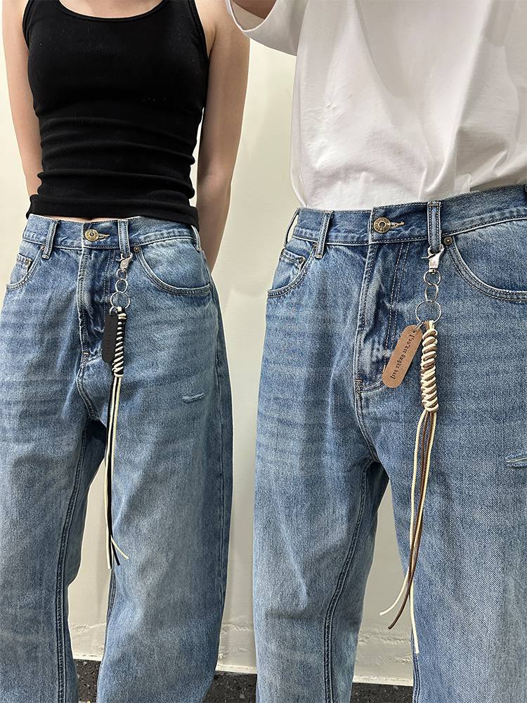 Okaythxbye 23AW woven waist rope leather card Cleanfit waist buckle accessories keychain pants hanging jewelry