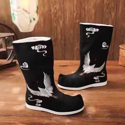 Wild costume Hanfu men's shoes height boots COS bright soap boots, drama boots, waterproof rubber bottom ancient boots
