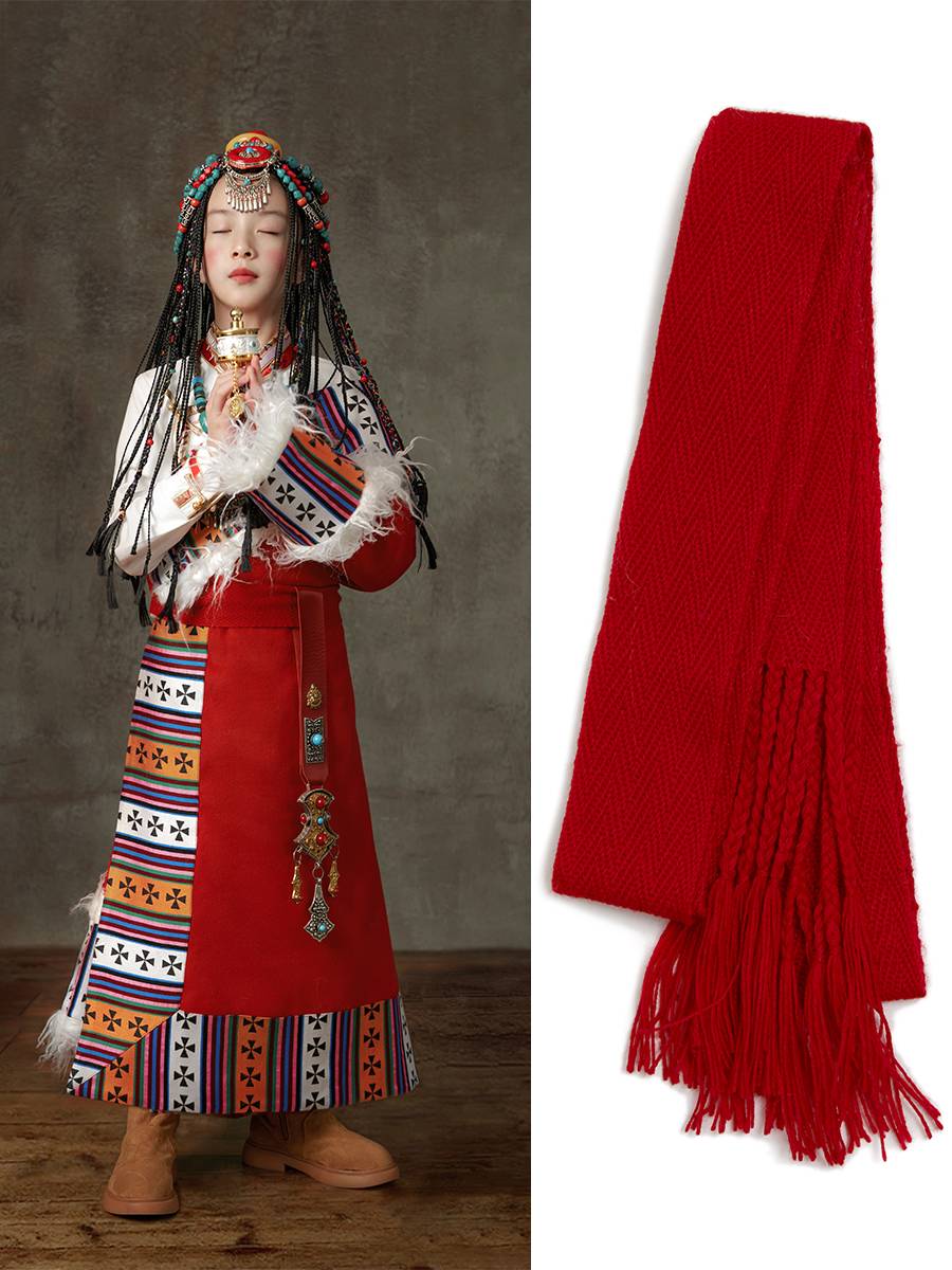 The national style robe dance skirt accessories red green yellow belt men's universal handmade handmade belt children's Tibetan clothing