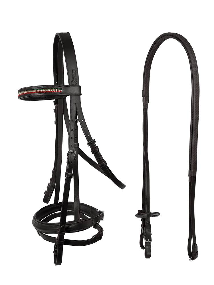 Cavassion-ROM diamonds inlaid cowhide water reins with pad equestrian supplies Rockma Homing 8218106