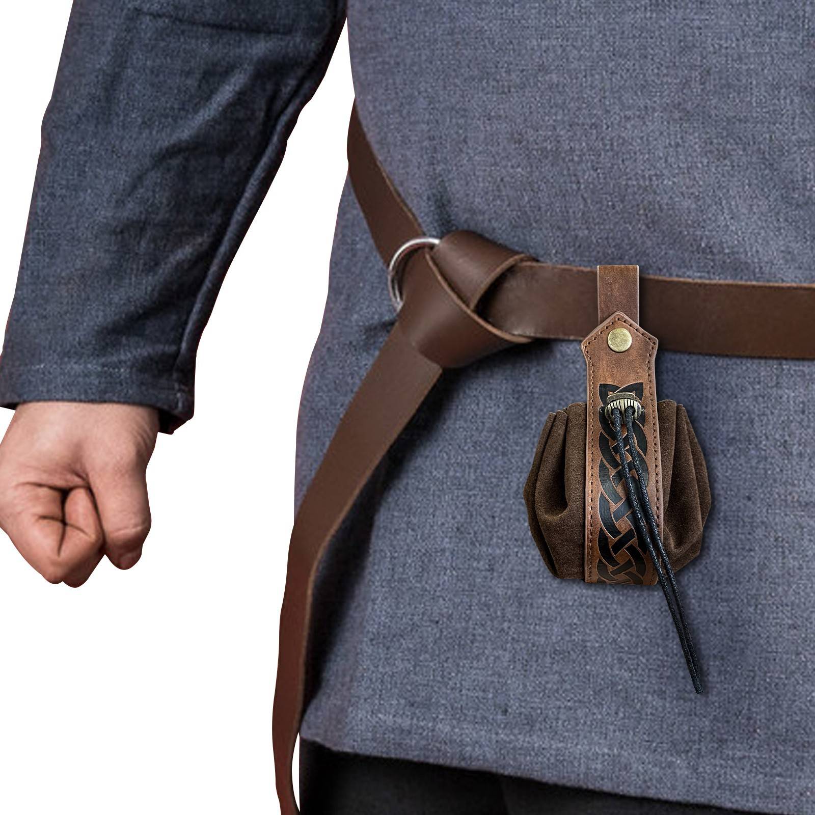 Viking style medieval Cavaliers clothing accessories bag pocket psorblebraite wall wizard wizard magic bottle prop