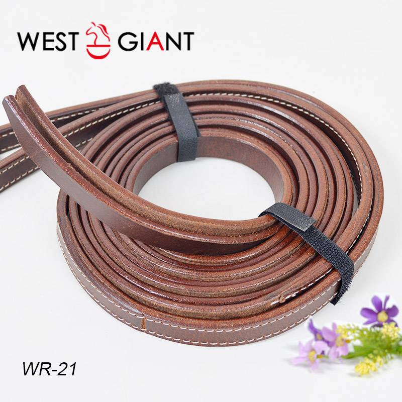 Pure leather raw leather oily western double -western saddle accessories reins long reins horses